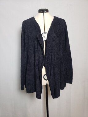 Barefoot Dream Bamboo Chic Lite Island Wrap Open Waterfall Cardigan Black Med